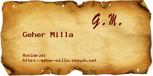 Geher Milla névjegykártya